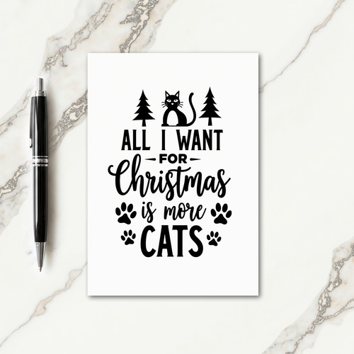 Black Cat Christmas Tree Card