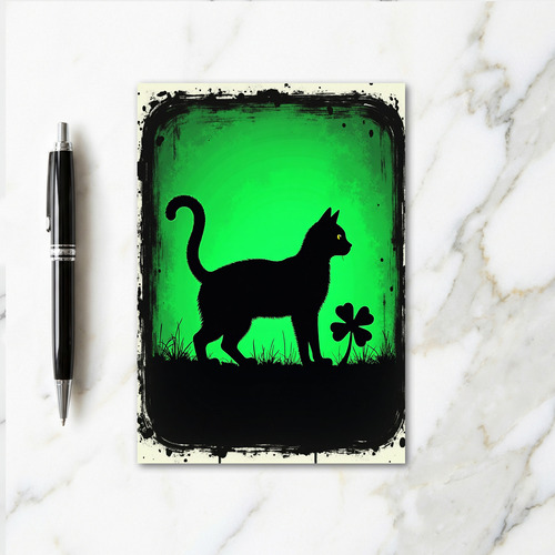 Black Cat Green Glow Art Card