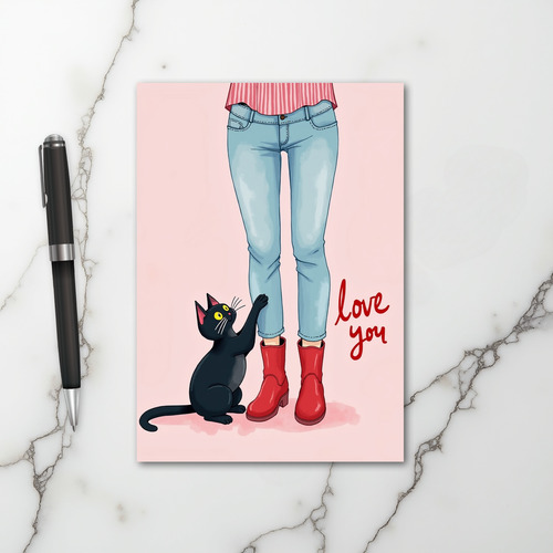 Black Cat Love You Card