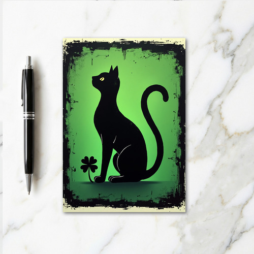 Black Cat Luck Green Hues Card