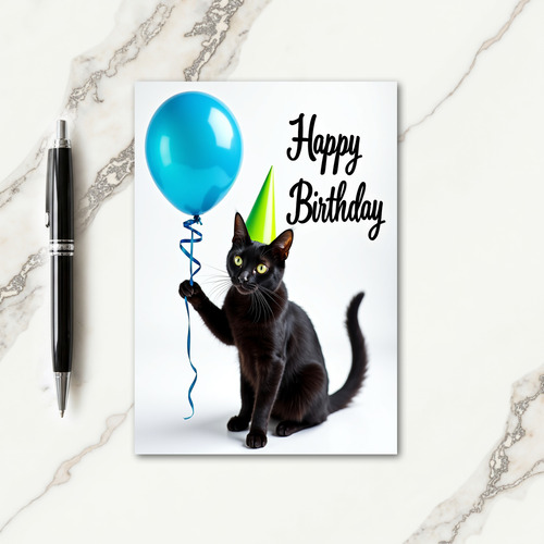 Black Cat Party Birthday Card