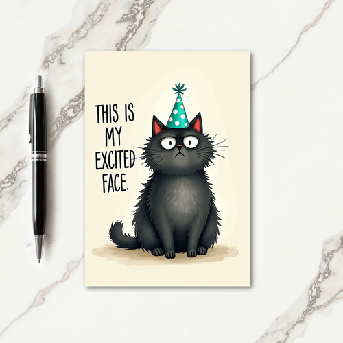Black Cat Party Hat Birthday Card