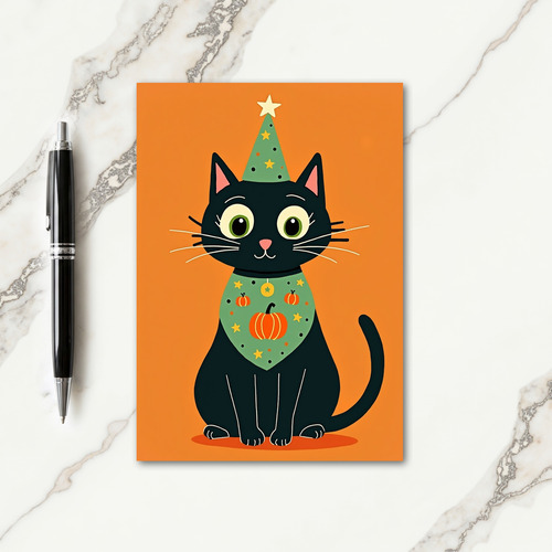 Black Cat Party Hat Card