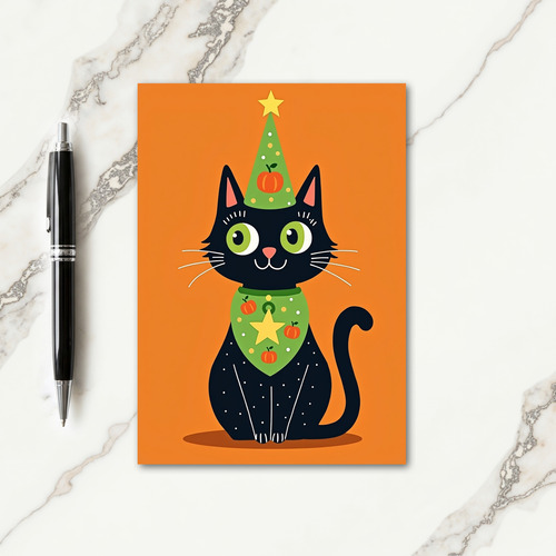 Black Cat Pumpkin Party Card