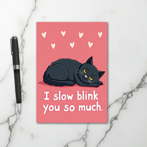 Black Cat Slow Blink Love Card
