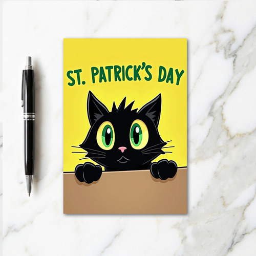 Black Cat St Patricks Day Card