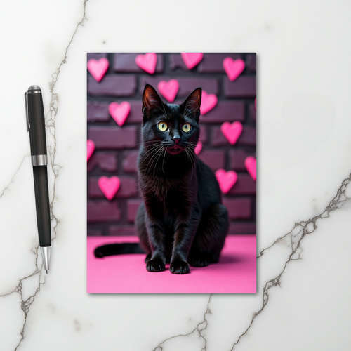 Black Cat Valentine Love Card