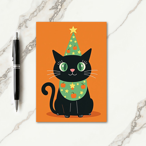 Black Cats Pumpkin Party Card