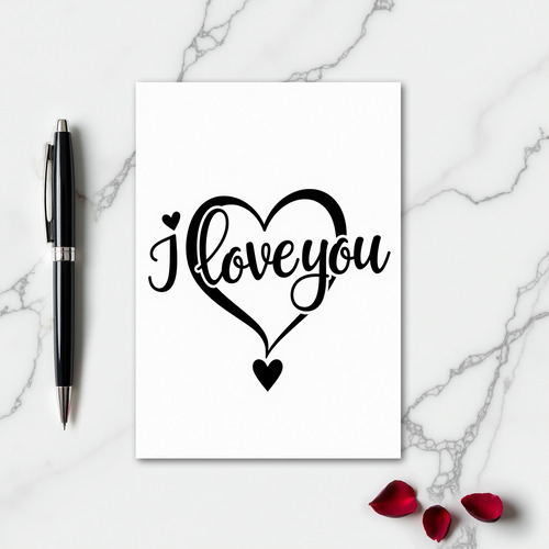 Black Classic Love Script Card