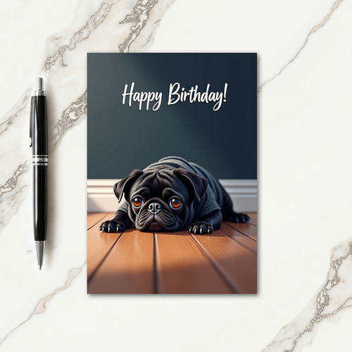 Black Dog Birthday Wish Card