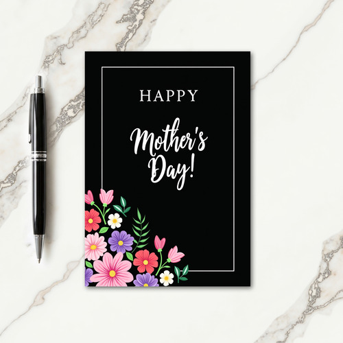 Black Floral Mothers Day Card