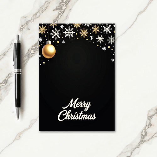 Black Gold Snowflake Christmas Card