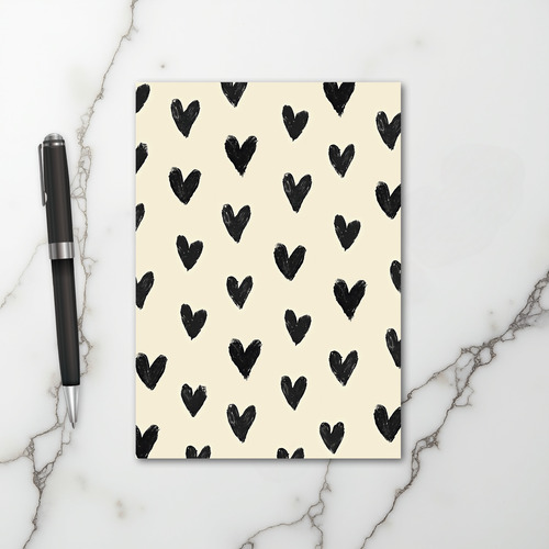 Black Hand Drawn Hearts Love Card