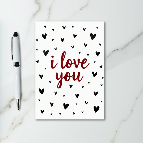 Black Hearts Pattern I Love You Card