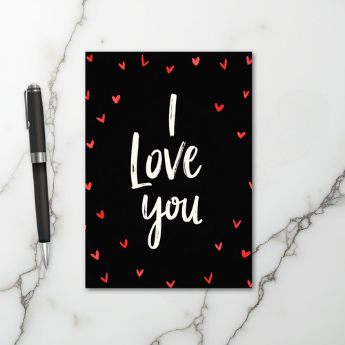 Black I Love You Hearts Card