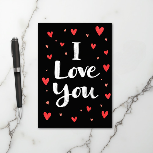Black Love You Hearts Card