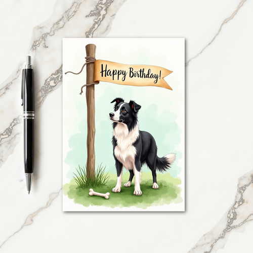 Black White Dog Birthday Card