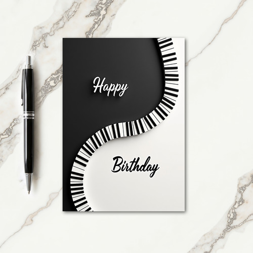 Black White Keyboard Birthday Card
