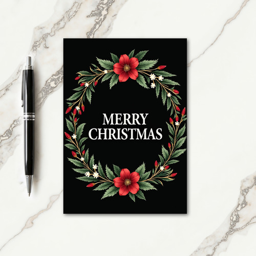 Black Wreath Christmas Card