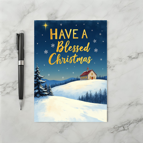 Blessed Christmas at Snowy Church card