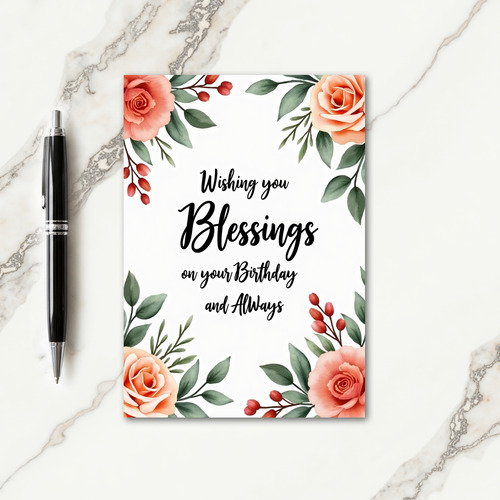 Blessed Floral Birthday Card