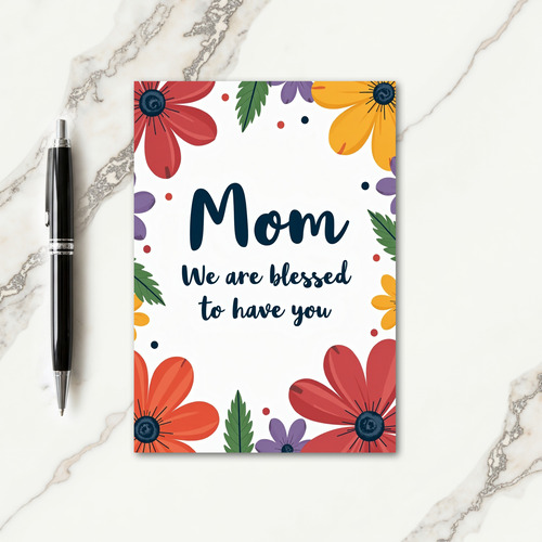 Blessed Mom Floral Art Card