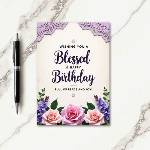 Blessed Script Birthday Card