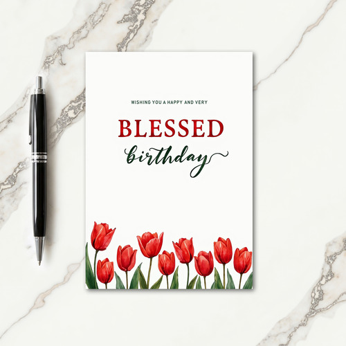 Blessed Typographic Birthday Card