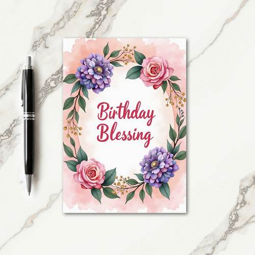 Blessing Floral Birthday Card