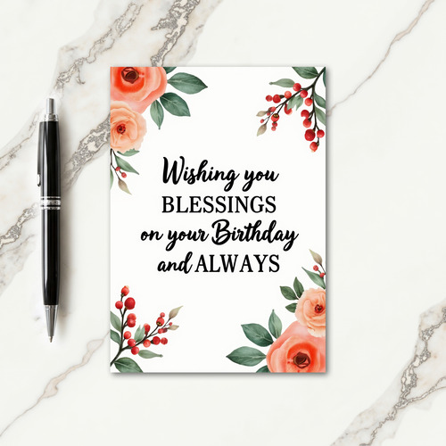 Blessings Botanical Birthday Card