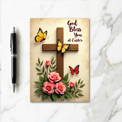 Blessings Of Peace Floral Cross Card