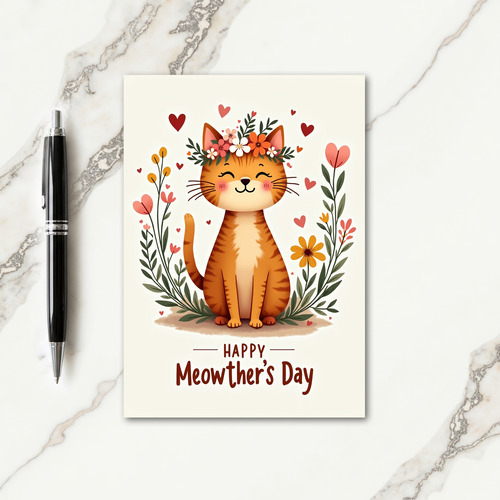 Blissful Cat Mothers Day Card