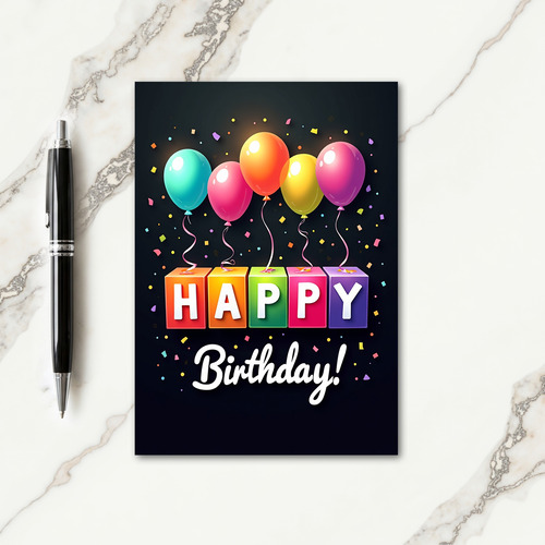 Block Letter Birthday Card