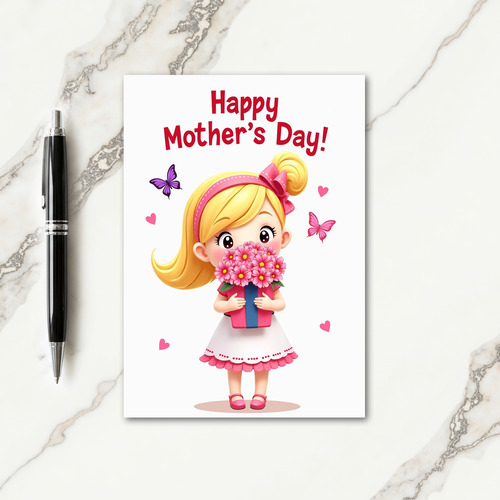 Blonde Floral Mothers Day Card