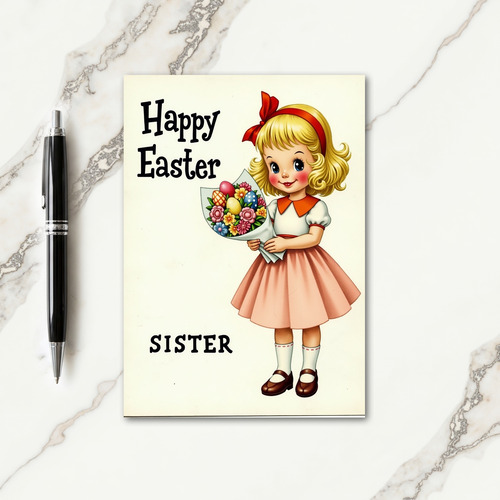 Blonde Girl Easter Sister Card