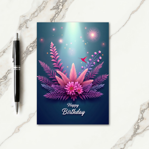 Bloom Rose Fuchsia Birthday Card