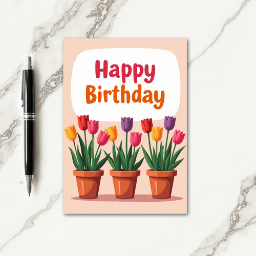 Blooming Pots Birthday Card