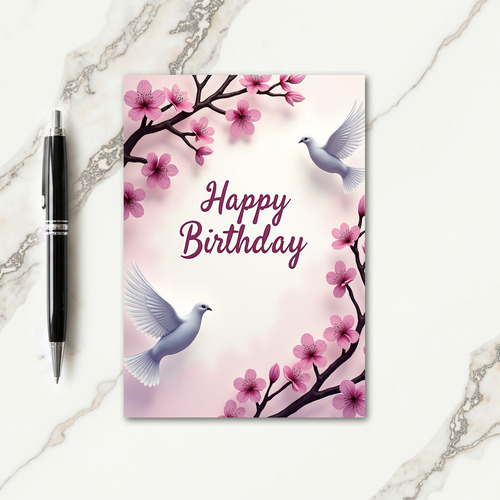 Blossom Birds Birthday Card