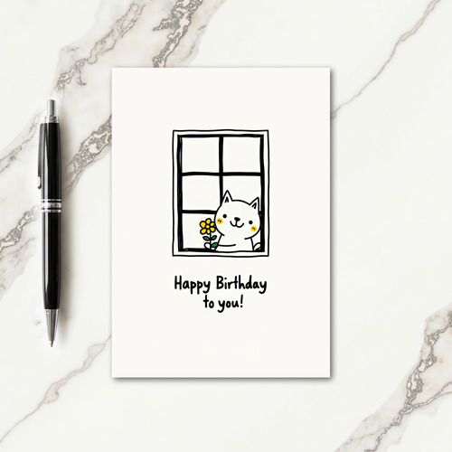 Blossom Kitty Birthday Card
