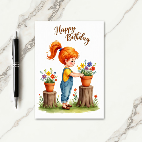 Blossom Potting Birthday Card