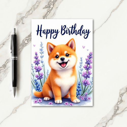 Blossom Pup Birthday Card