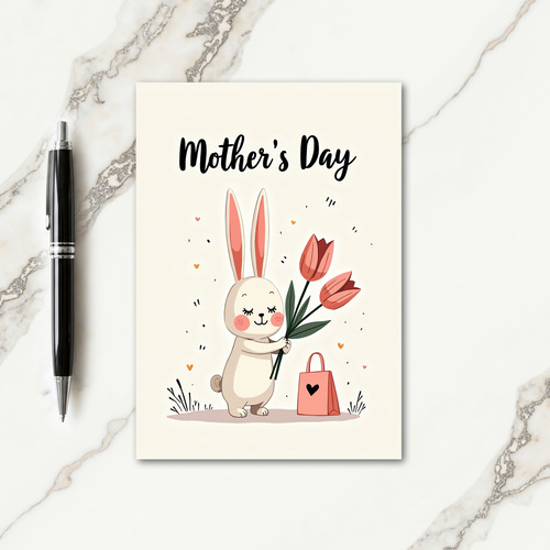 Blossom Rabbit Sweet Mothers Day Card