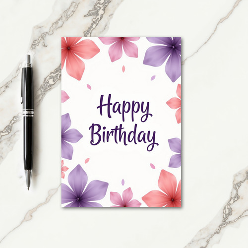 Blossom Script Birthday Card