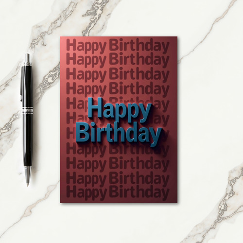 Blue 3D Birthday Card