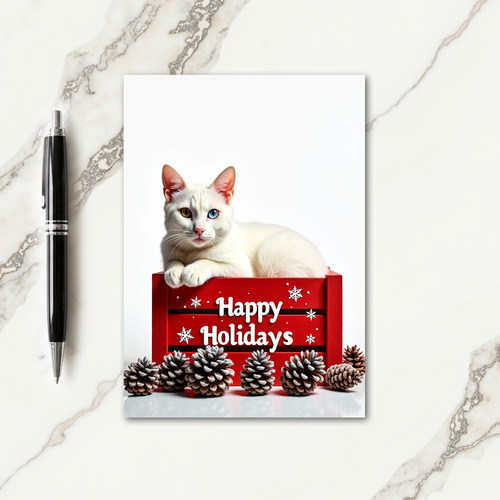 Blue Amber Cat Christmas Card