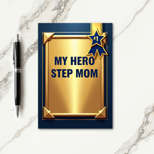 Blue And Gold Step Mom Award Card