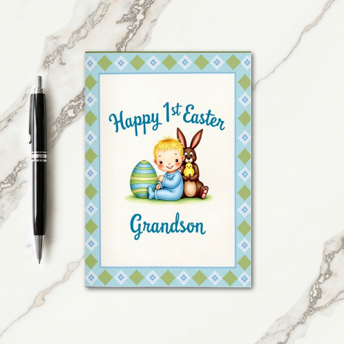 Blue And Green Easter Card