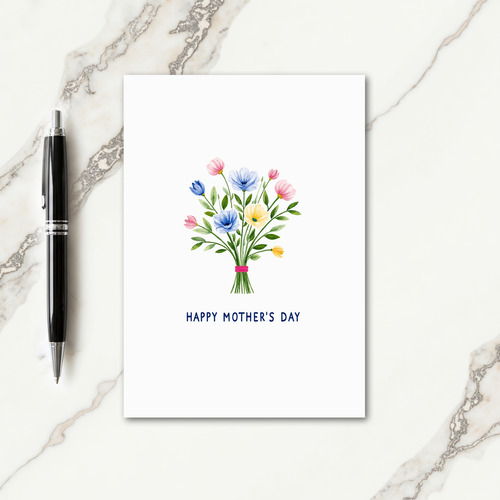 Blue And Pink Flowers Card