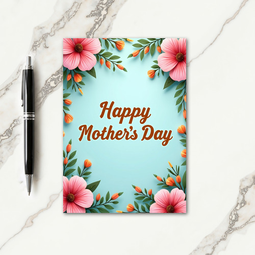 Blue And Pink Mothers Day Card