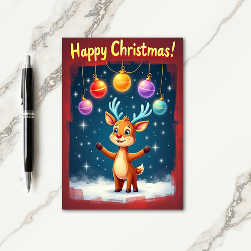 Blue Antler Christmas Card